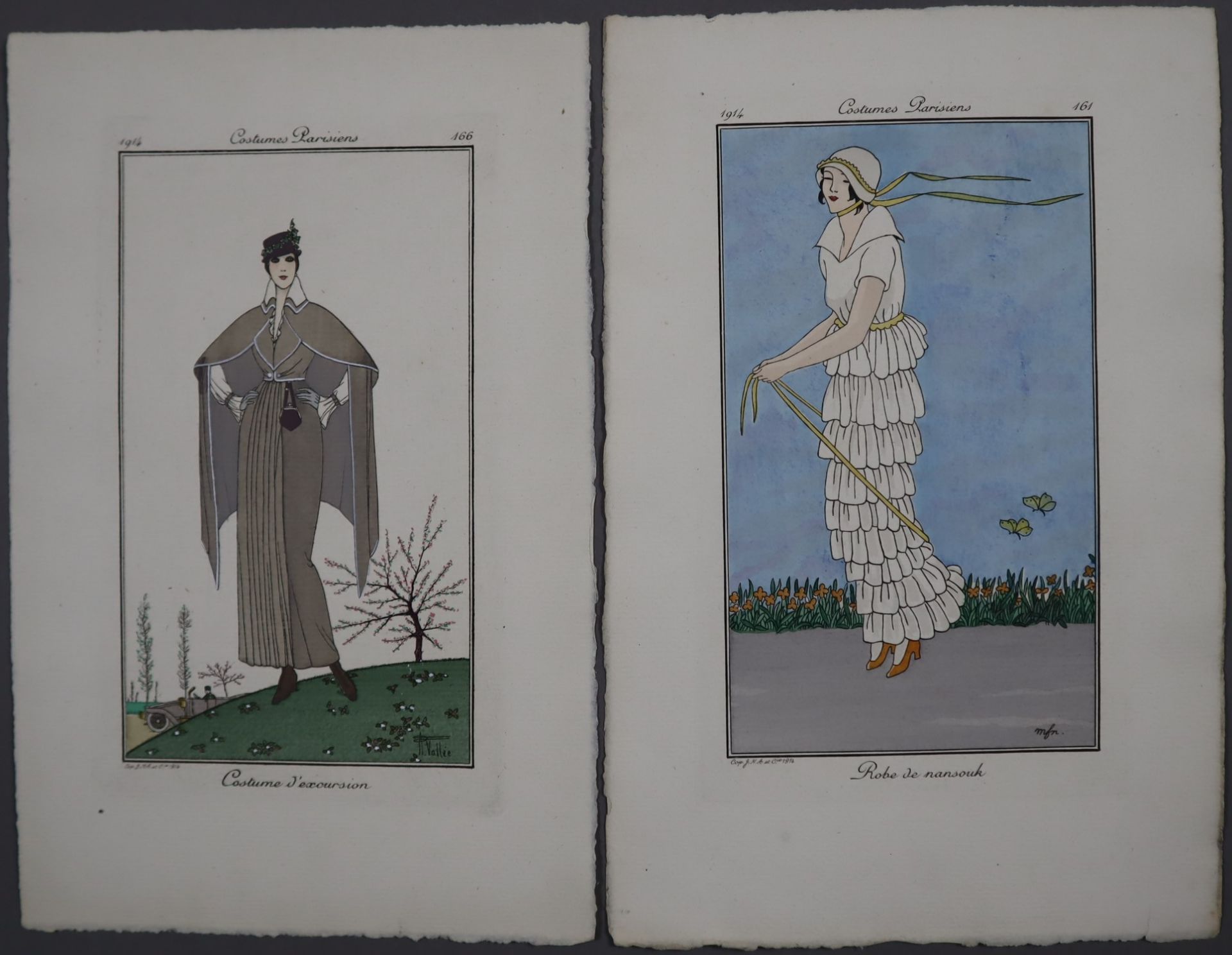 Zwei Jugendstil-Modestiche aus "Costumes Parisiens" - Nr.166 "Costume d'excursi - Image 4 of 4