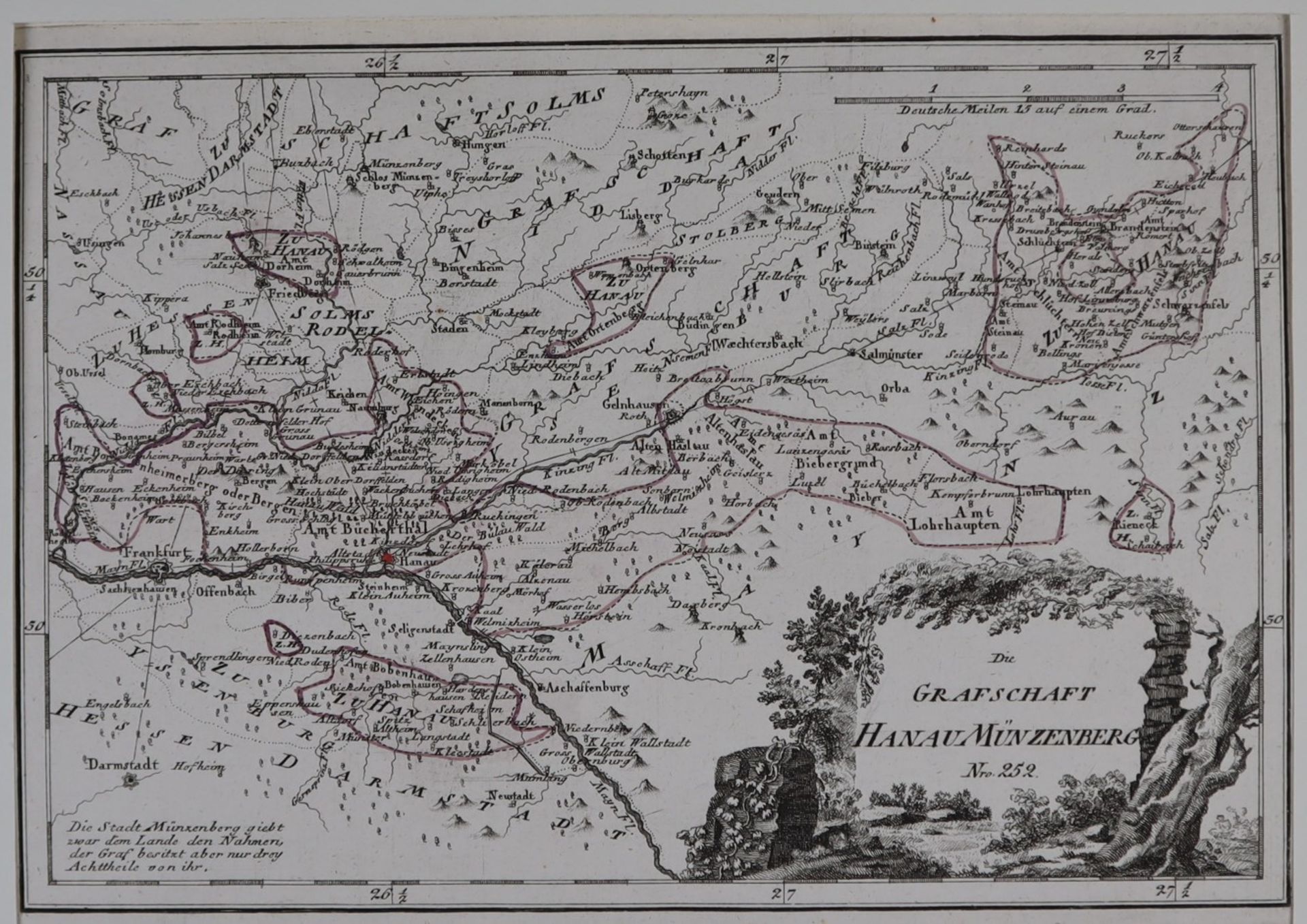 Reilly, Franz Johann Joseph - Kupferstichkarte "Die Grafschaft Hanau Münzenberg