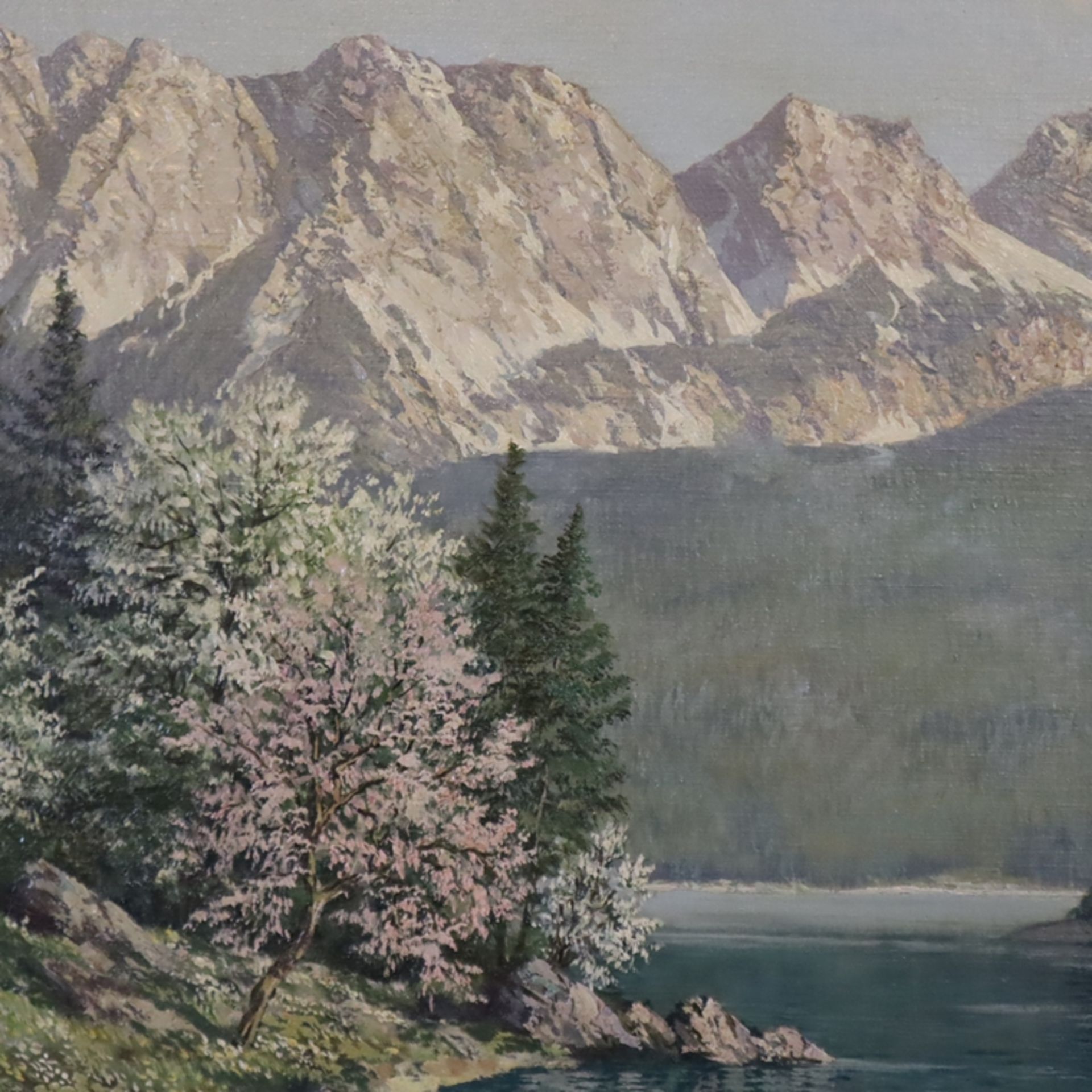 Schüler, Paul -Dresdener Kunstmaler 1920/30er Jahre - Blick auf den Eibsee mit dem Wettersteingebir - Bild 3 aus 14