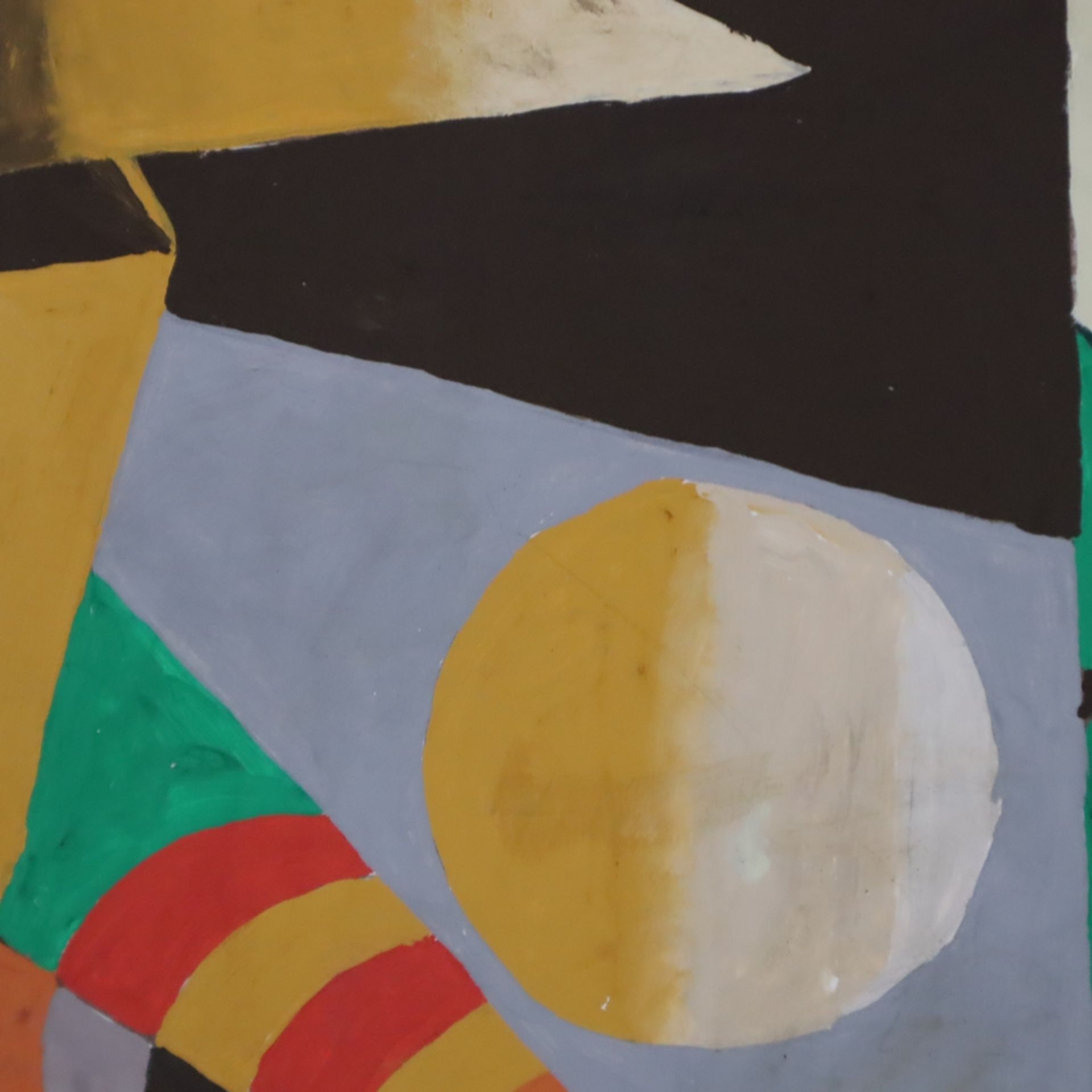 Unbekannter Künstler (20.Jh.) - Abstraktes Stadtbild in kubistischem Stil, Gouache auf Papier, unsi - Bild 7 aus 7