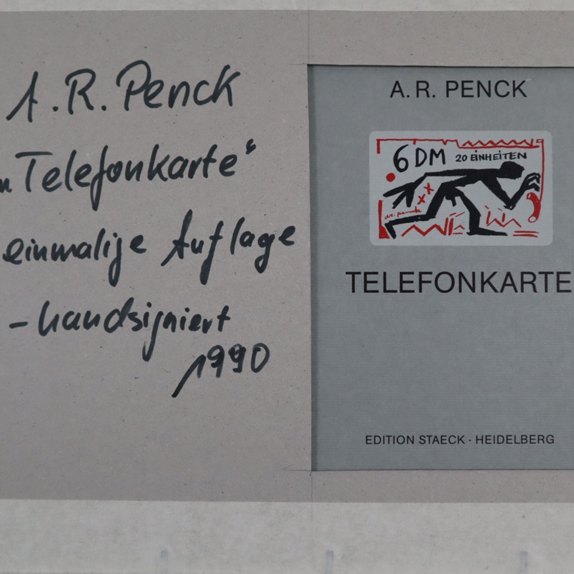Penck, A.R.(1939-2017)- Telefonkarte "6 DM 20 Einheiten", 1990, einmalige limitierte Auflage von 30 - Bild 4 aus 5