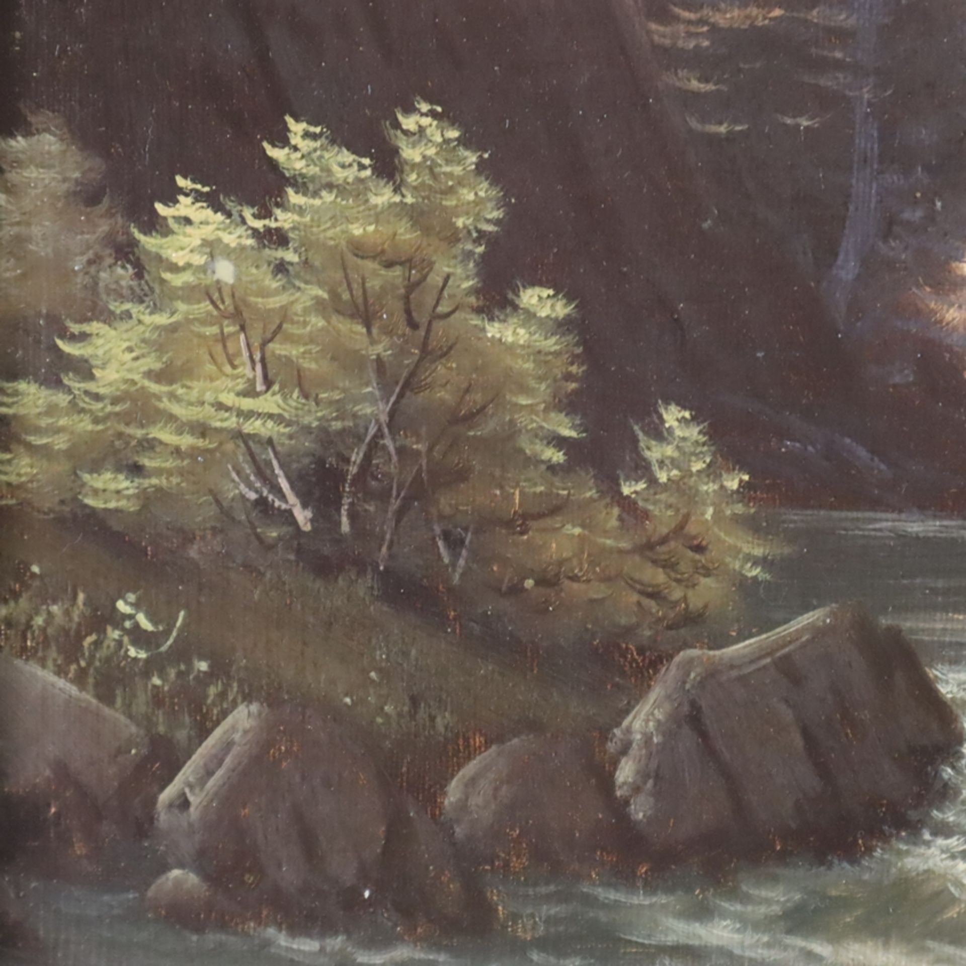 Berlowski, Josef (1868-?) - Waldlandschaft mit Flusslauf und Figurenstaffage, Öl auf Leinwand, unte - Image 4 of 11