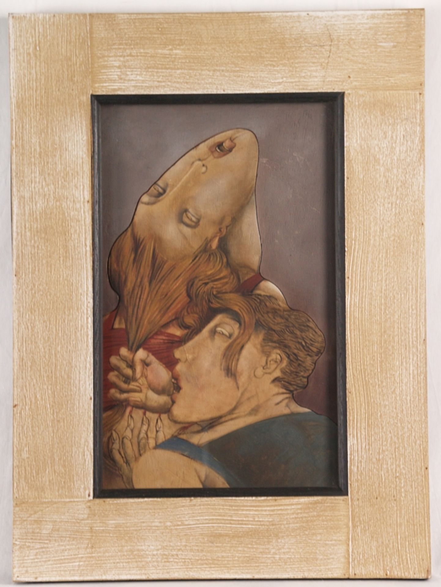 Ceytaire, Jean-Pierre (*1946 in Paris) -"Tirée Griffé", Öl auf ausgesägtem Holz, 1990, verso von Kü