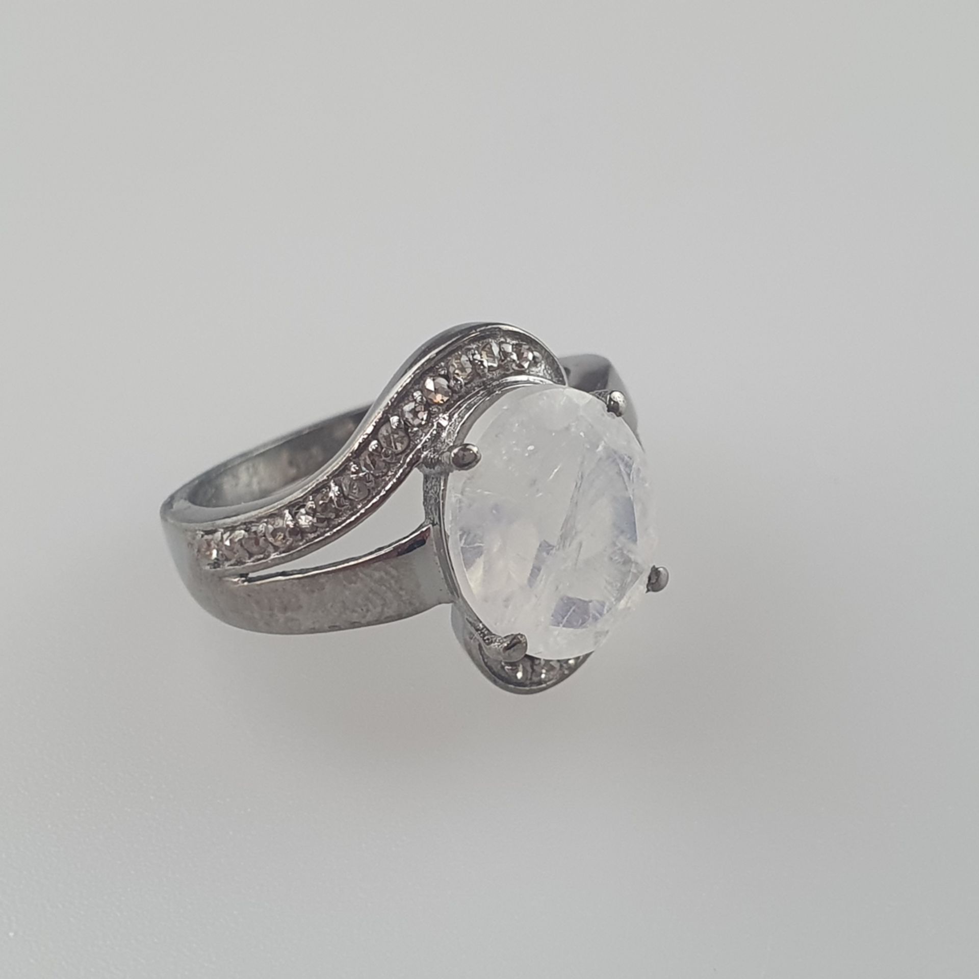 Mondstein-Ring - 925er Silber, Ringkopf besetzt | Moonstone ring in 925 silver with 3.25ct stone a - Image 2 of 5