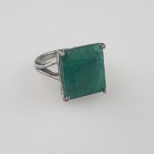 Smaragd-Ring - 925er Silber, Ringkopf besetzt mit e | 925 Silver Emerald Gemstone Ring with a 12.5c