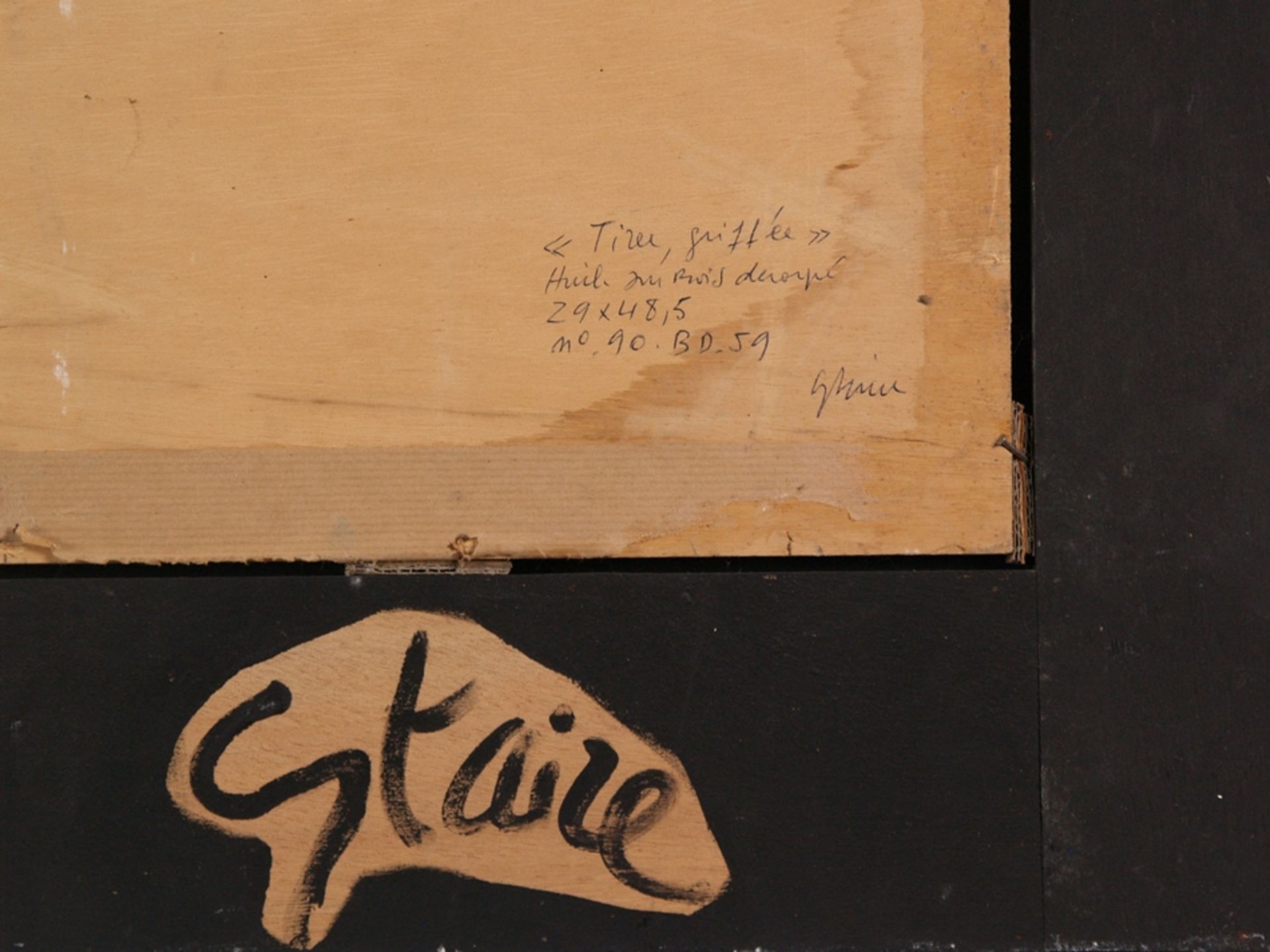 Ceytaire, Jean-Pierre (*1946 in Paris) -"Tirée Griffé", Öl auf ausgesägtem Holz, 1990, verso von Kü - Bild 5 aus 5