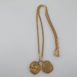 Goldkette mit zwei Sternzeichenanhängern - Gelbgold 750/000, Kette ca. 61cm lang, ca. 26,5 g/ zwei