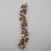 Funkelndes Vintage-Armband - ART / USA, Metall vergoldet, bewegliche florale Glieder mit geschliffe