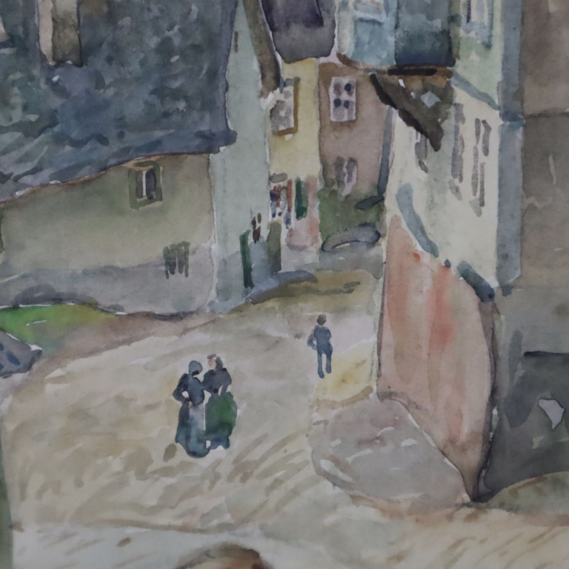 Achenbach, Oskar (1868-1935) - Belebte Ansicht von Katzenelnbogen, Aquarell auf Papier, rechts unte - Image 2 of 10