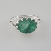 Smaragd-Ring - 925er Silber, Ringkopf besetzt mit ein | 925 Silver Emerald Gemstone Ring with a 5ct