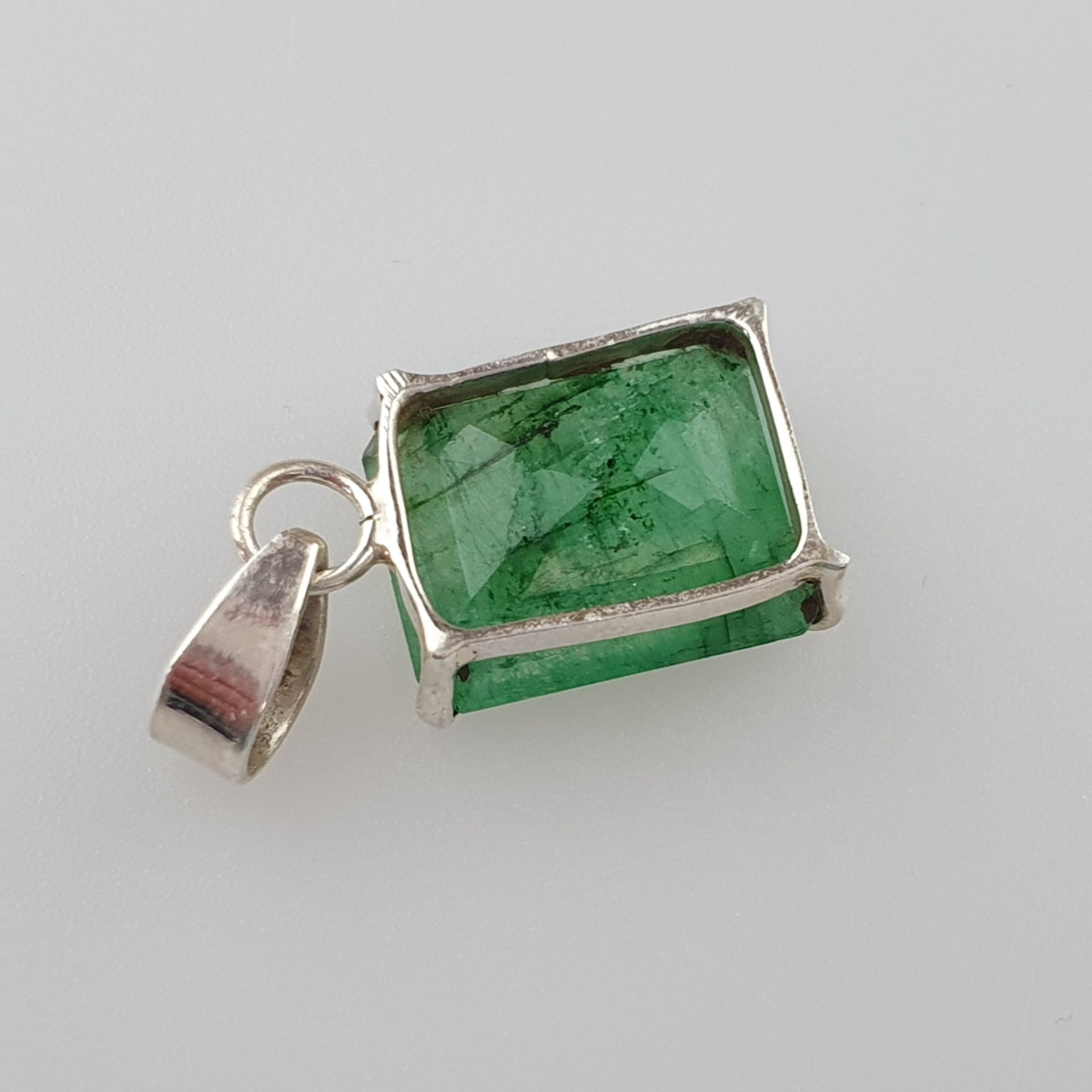 Smaragd-Anhänger - 925er Silber, besetzt mit grün | 925 Silver Pendant with a Emerald of 16ct, Gewi - Image 4 of 4