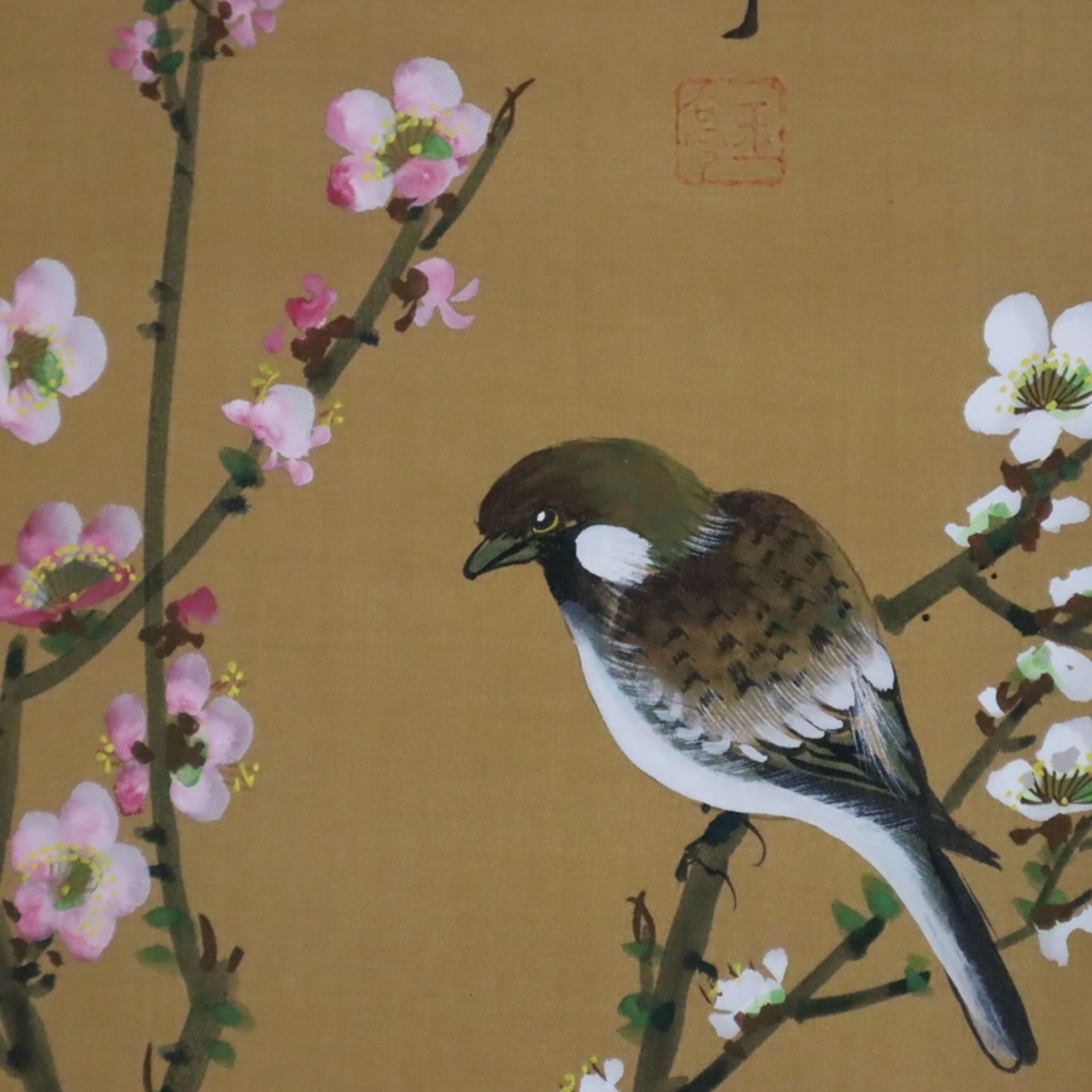 Satz von vier schmalen chinesischen Rollbildern - Jahreszeiten-Folge: Diverse Vögel sowie unterschi - Bild 9 aus 12