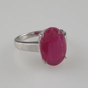 Rubinring - 925er Silber, Ringkopf besetzt mit facetti | Ruby gemstone ring - 925 silver with 5ct s