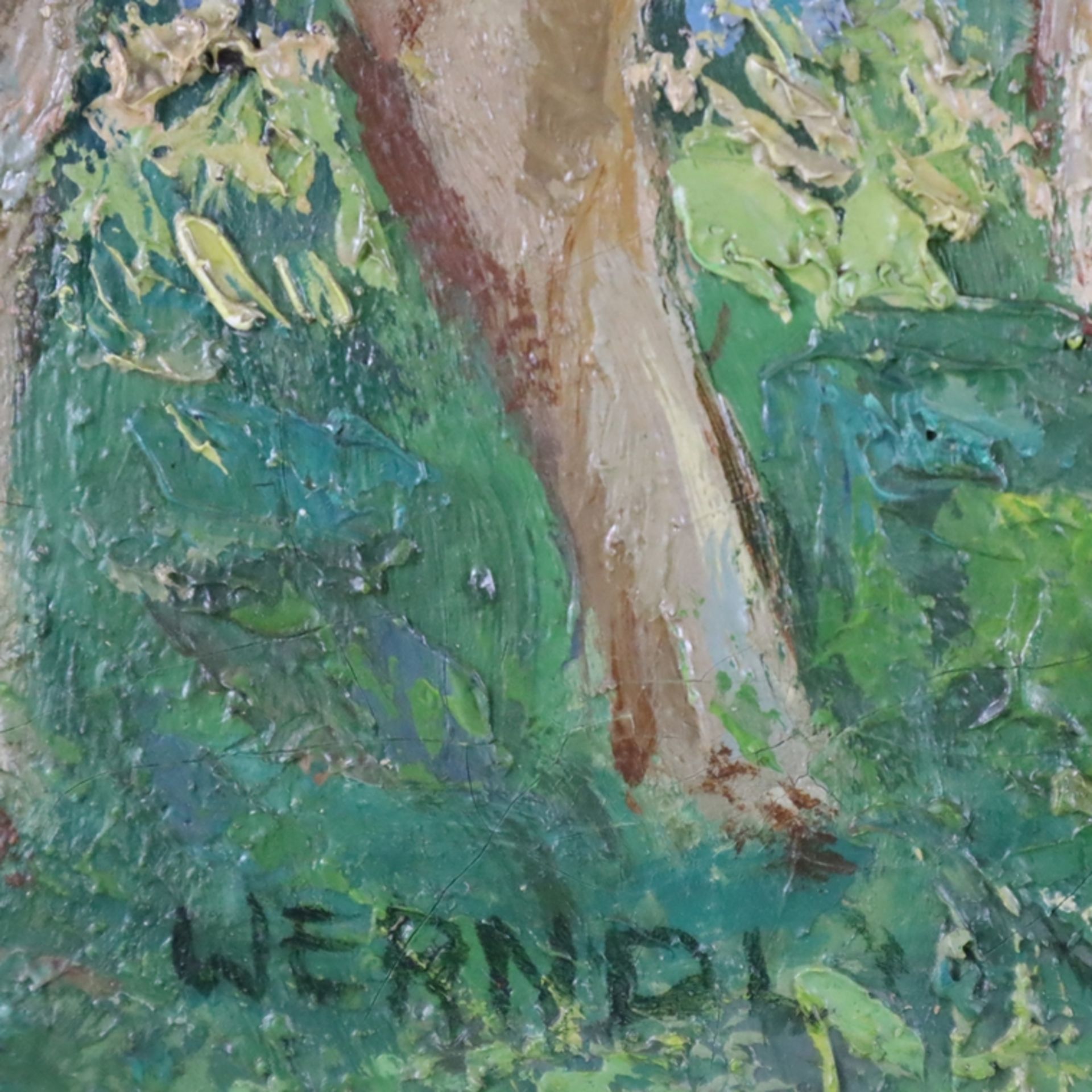 Werndl-Schollenried, Ernst (1893-München-1989) - "Jungrinder am Bach", Öl auf Leinwand, unten links - Bild 8 aus 12