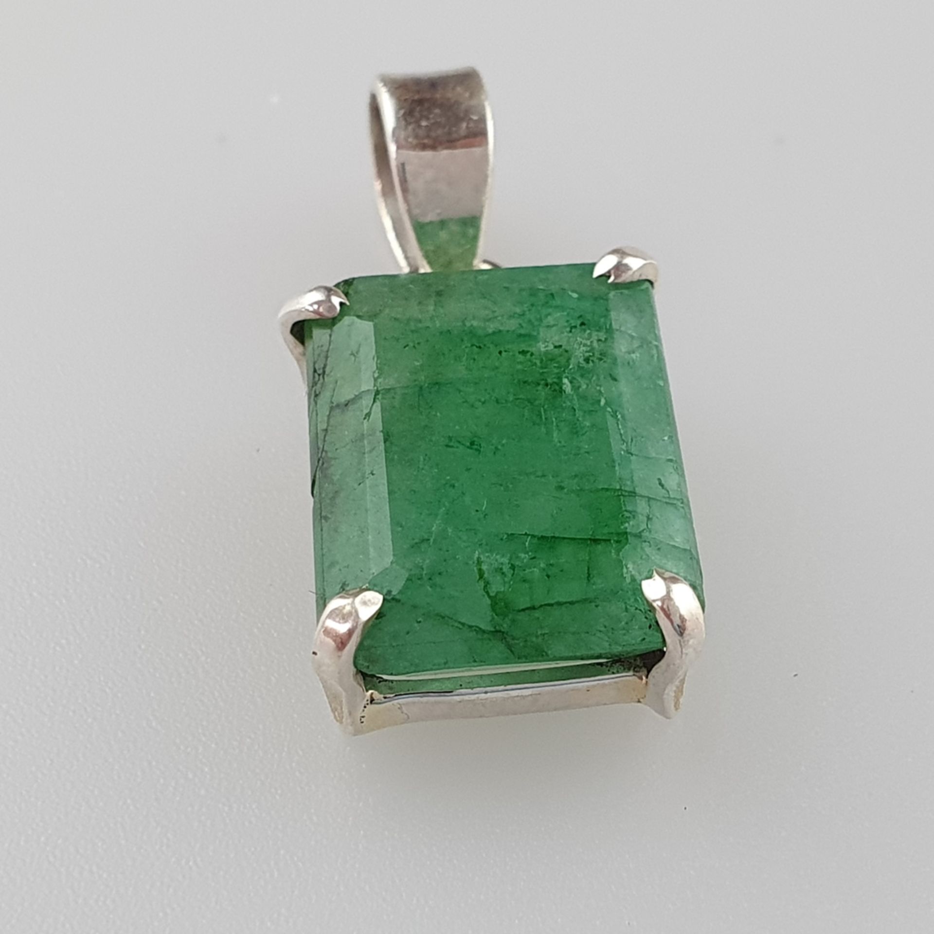 Smaragd-Anhänger - 925er Silber, besetzt mit grün | 925 Silver Pendant with a Emerald of 16ct, Gewi - Image 2 of 4