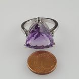 Amethystring - 925er Silber, Ringkopf besetzt mi | Fancy shape amethyst ring 925 silver with 10ct s