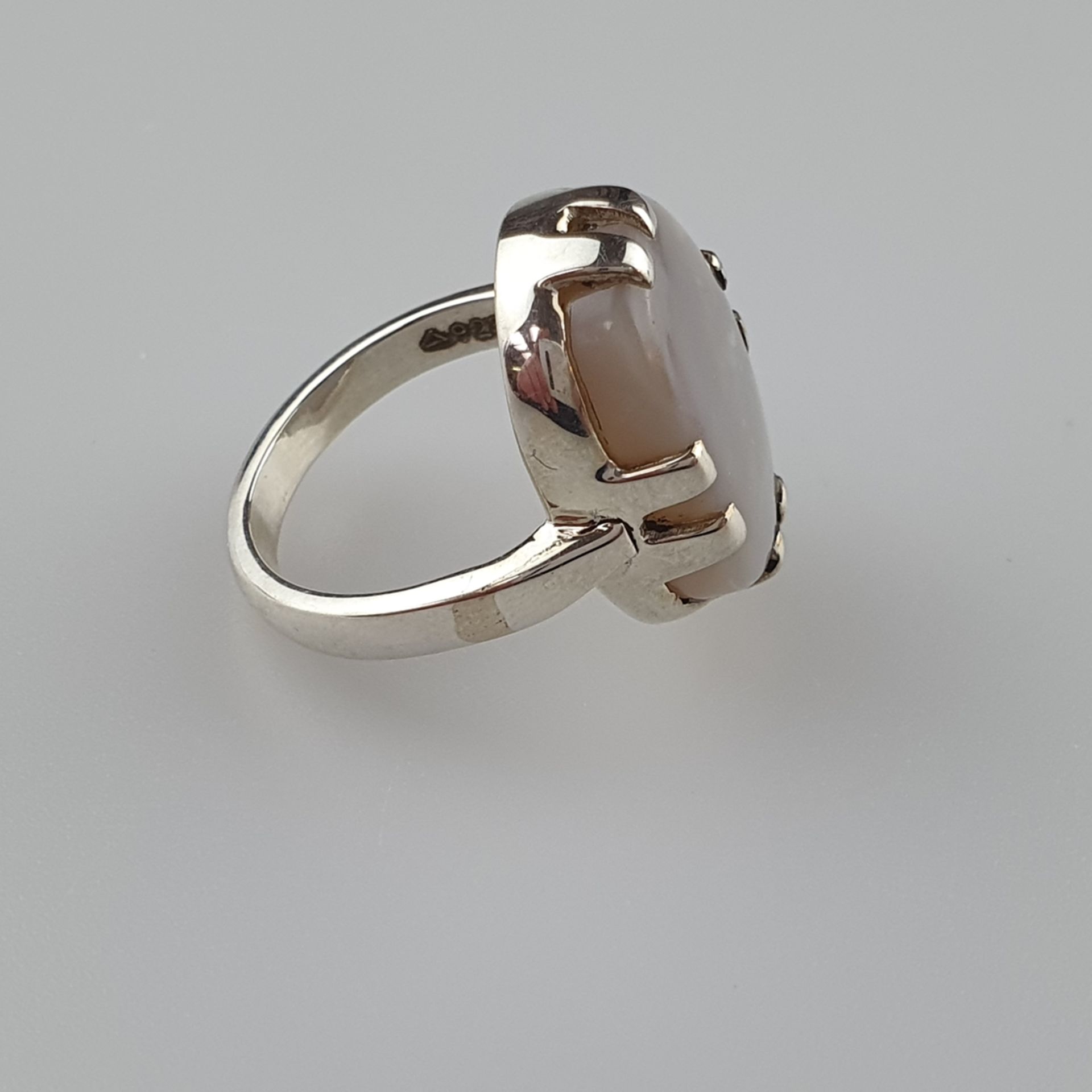 Opal- Ring - 925er Silber, Ringkopf besetzt mit ovalem O | 925 Sterling Silver Ring with Opal, ca. - Image 3 of 6