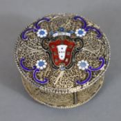 Miniaturdose - Portugal, wohl Silberdraht, vergoldet, Filigranarbeit mit durchbrochener Ornamentik,