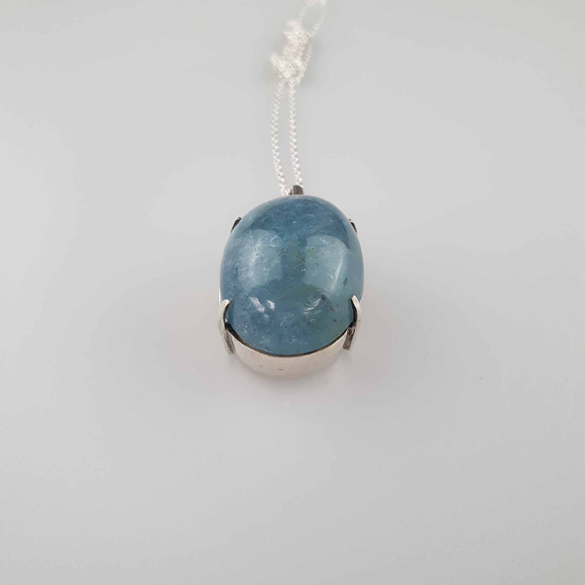 Aquamarin-Anhänger mit Kette - 925er Silber, bes | Aquamarine gemstone pendant in sterling silver, - Image 2 of 5