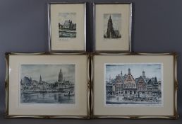 Grafikkonvolut - 4 Ansichten von Frankfurt am Main, Radierungen, größere Formate von Friedrich Gört