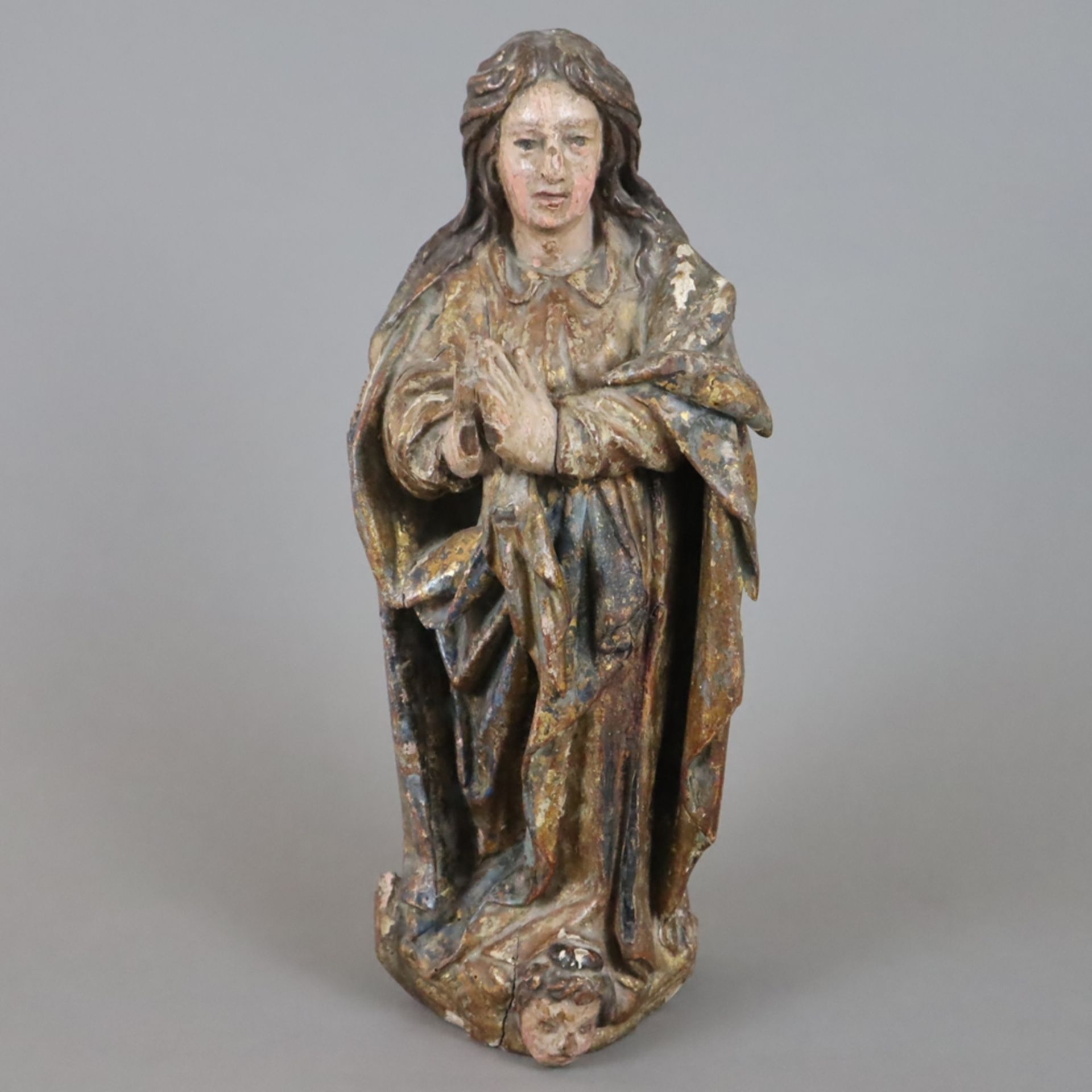 Maria Immaculata - 18./19.Jh., Holzfigur, farbig und gold gefasst, vollplastische Darstellung der a