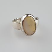 Feueropal-Ring - 925er Silber, Ringkopf besetzt mit ova | Fire Opal Set In 925 Sterling Silver Ring