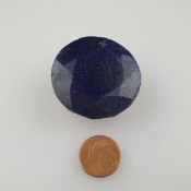 Loser Saphir - 223ct, blau, rund facettiert, 33x36x16mm, mit Zert | Round Blue Sapphire Gemstone 22