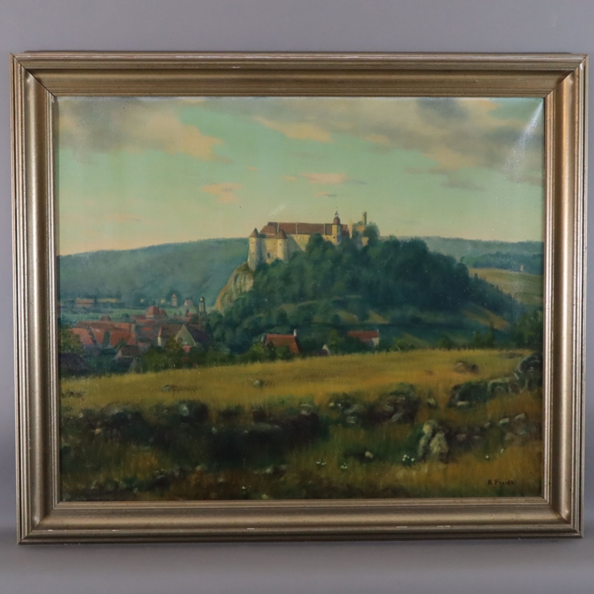 Preiss, Karl (1885 - 1960) - Hügellandschaft mit Festung, Öl auf Leinwand, unten rechts signiert "K - Image 9 of 9