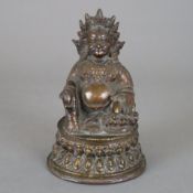 Jambhala Kubera - Tibet 20.Jh., Bronzelegierung, in lalitasana auf doppeltem Lotossockel sitzender