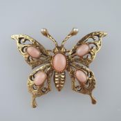 Schmetterlingsbrosche im Vintage-Stil - ALCOZER & J. / Italien (Florenz), Ende 20.Jh., vergoldetes
