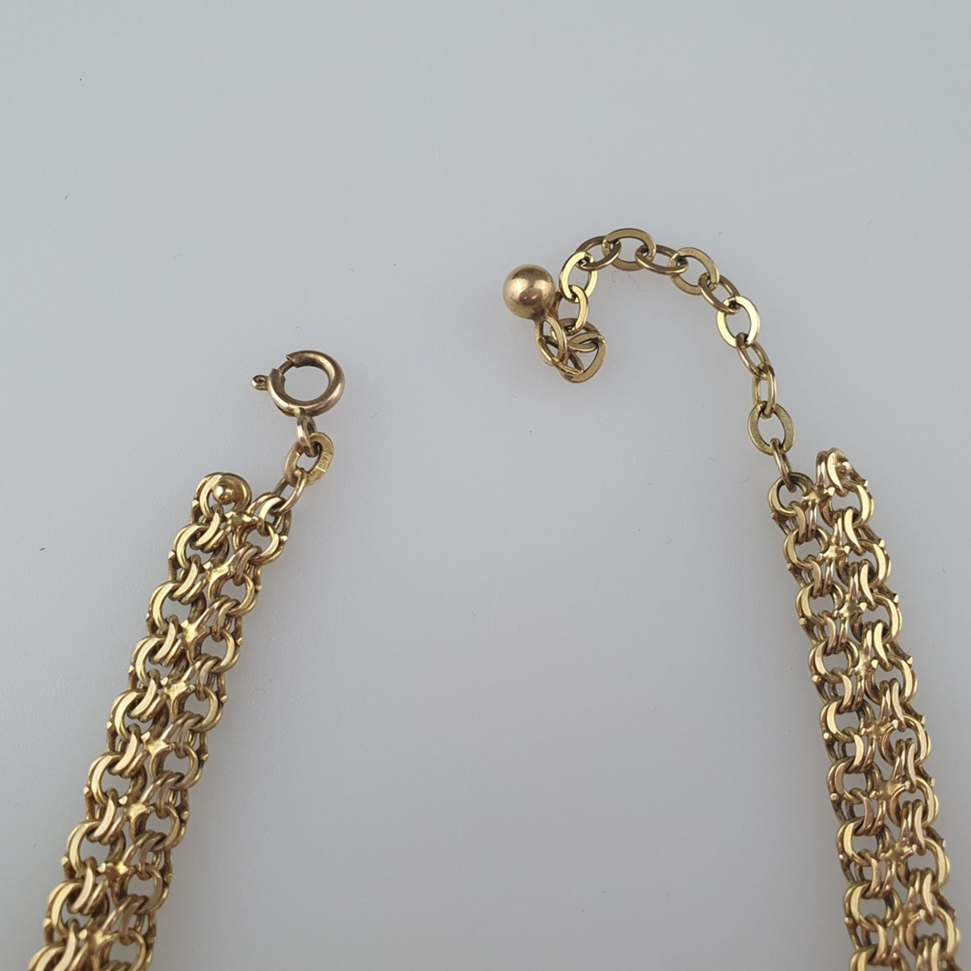 Goldcollier - Gelbgold 333/000, Kette aus filigran verflochtenen ringförmigen Gliedern, Länge mit V - Image 3 of 5