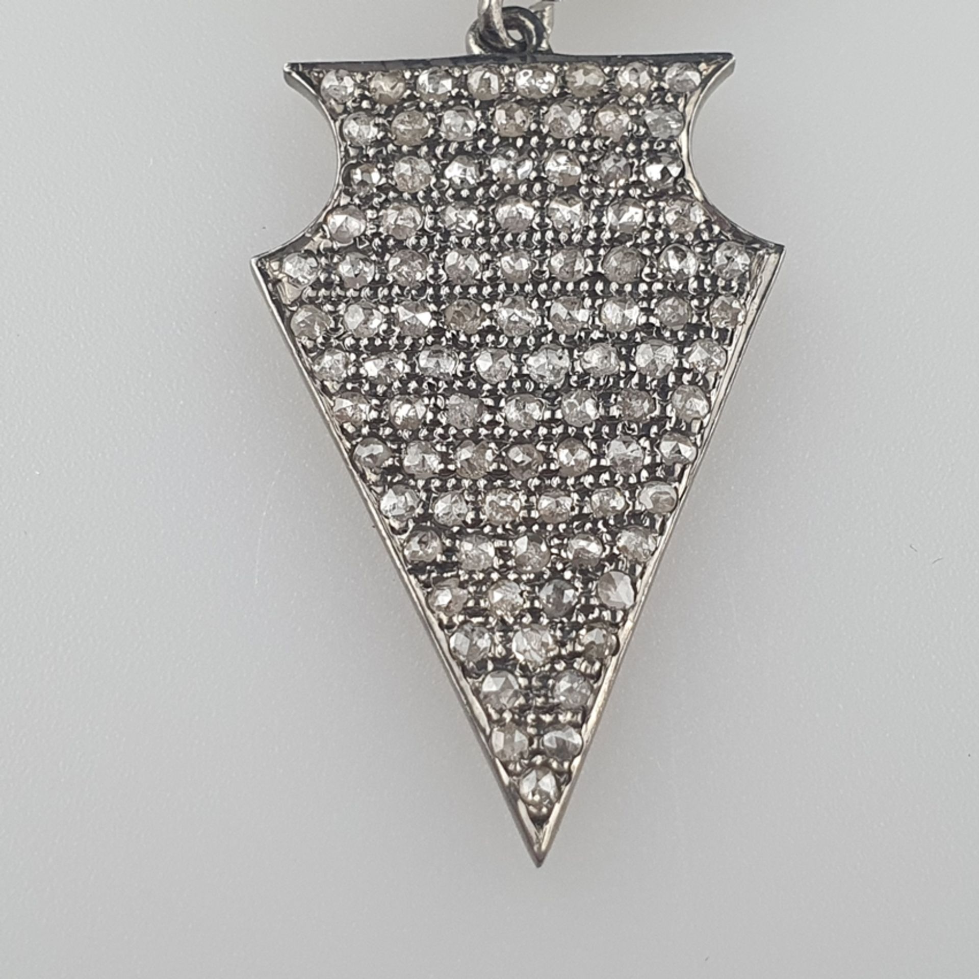 Diamant-Ohrringe - Silber, besetzt mit kleinen D | Silver Diamond Dangler Earrings with Rose Cut Di - Image 4 of 5