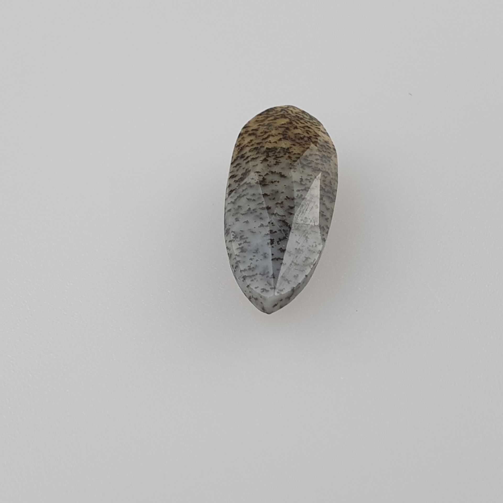 Loser Dendriten-Opal - facettiert, ca.7.60 ct., GJSPC-Zer | 7.60 cts Pear Dendritic Opal GJSPC Cert - Bild 3 aus 6