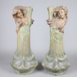 Paar Jugendstil-Vasen - um 1900, Frankreich, "Floran" gemarkt, Metall, bronzefarben patiniert, flor