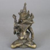 Vajrasattva in yab-yum - sinotibetisch, Bronzelegierung, der Bodhisattva in tantrischer Vereinigung