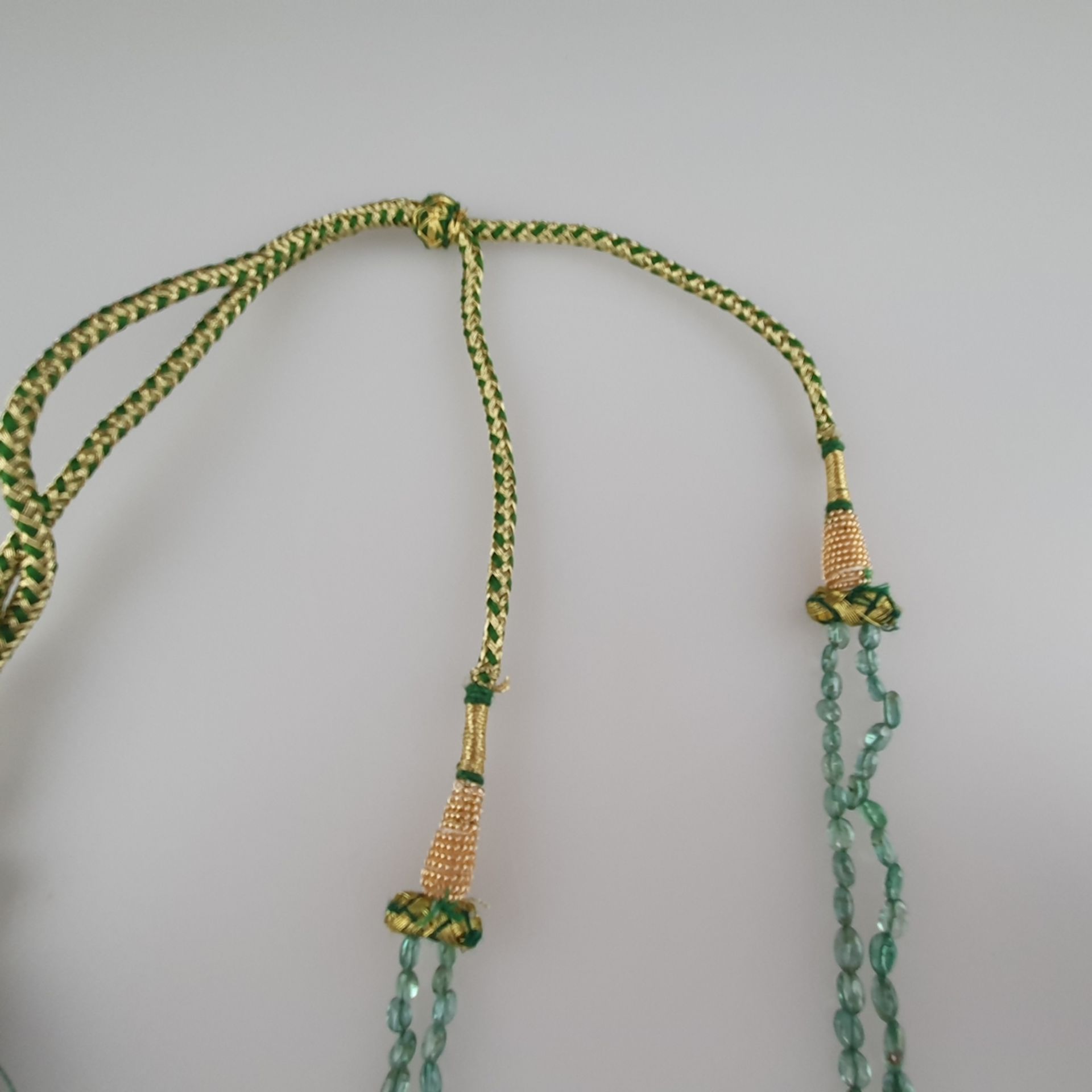 Smaragd-Collier - zweireihige Halskette mit Smaragd-Cab | 125 cts Cabochon Emerald 2 Strand Necklac - Image 3 of 4