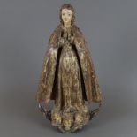 Maria Immaculata - wohl Italien 18./19.Jh., Holzfigur, farbig und gold gefasst, vollplastische Dars