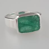 Smaragd-Ring - 925er Silber, Ringkopf besetzt mit ein | 925 Silver Emerald Gemstone Ring with a 5ct