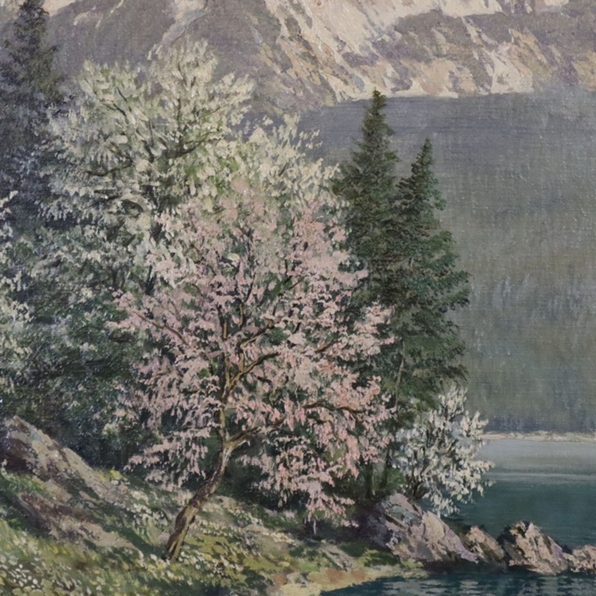 Schüler, Paul -Dresdener Kunstmaler 1920/30er Jahre - Blick auf den Eibsee mit dem Wettersteingebir - Bild 7 aus 14