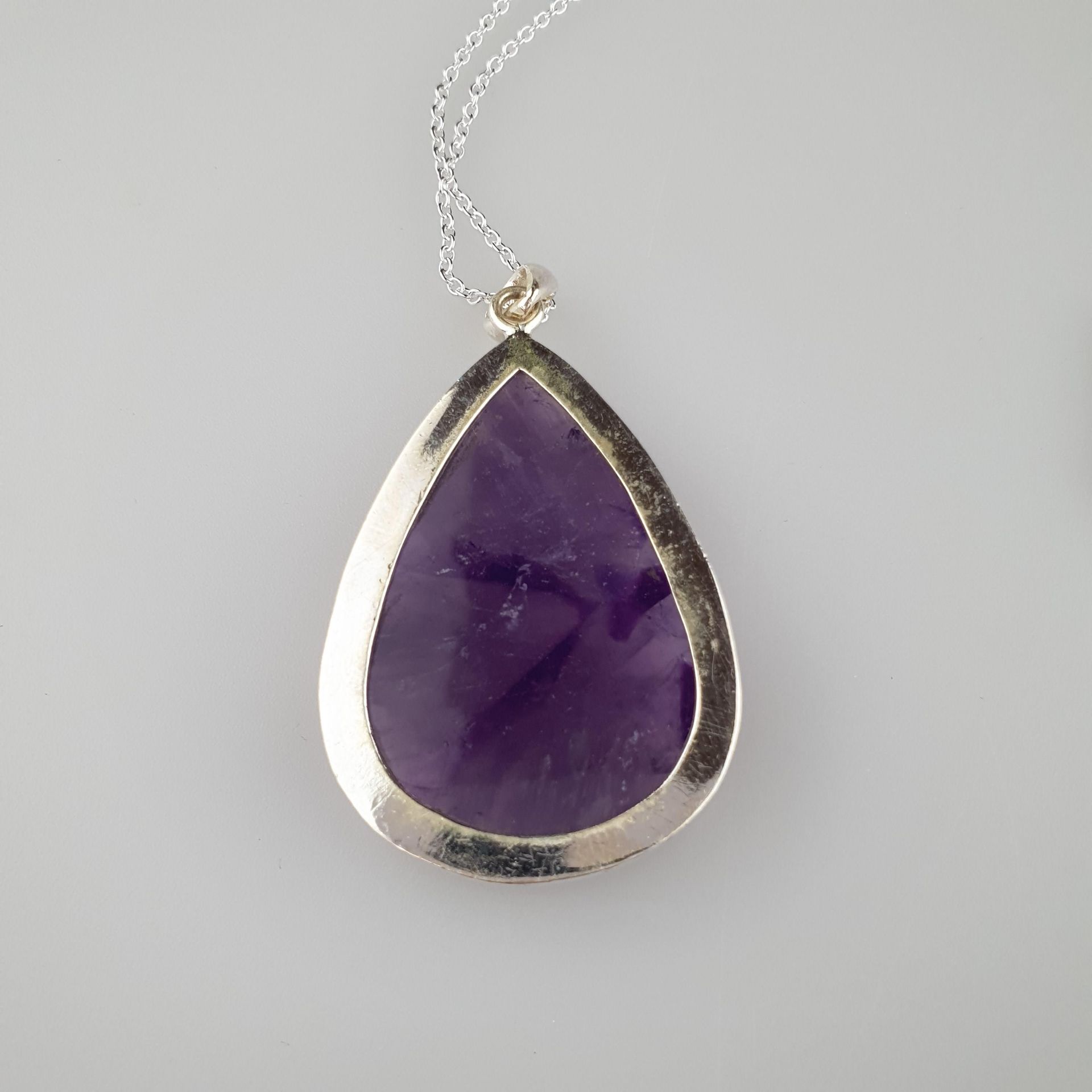 Amethyst-Ring und -Anhänger mit Kette - 925er Si | Amethyst Gemstone pendant with Matching ring in - Image 4 of 8