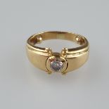 Diamantring - Gelbgold 750/000, gestempelt, zentraler Brillant von ca. 0,18ct., Gewicht ca.5,1 g, R