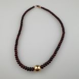 Granat-Halskette - Granatsteine im Verlauf, zusammen | 217cts Garnet necklace with rose gold ball i