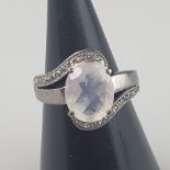 Mondstein-Ring - 925er Silber, Ringkopf besetzt | Moonstone ring in 925 silver with 3.25ct stone a