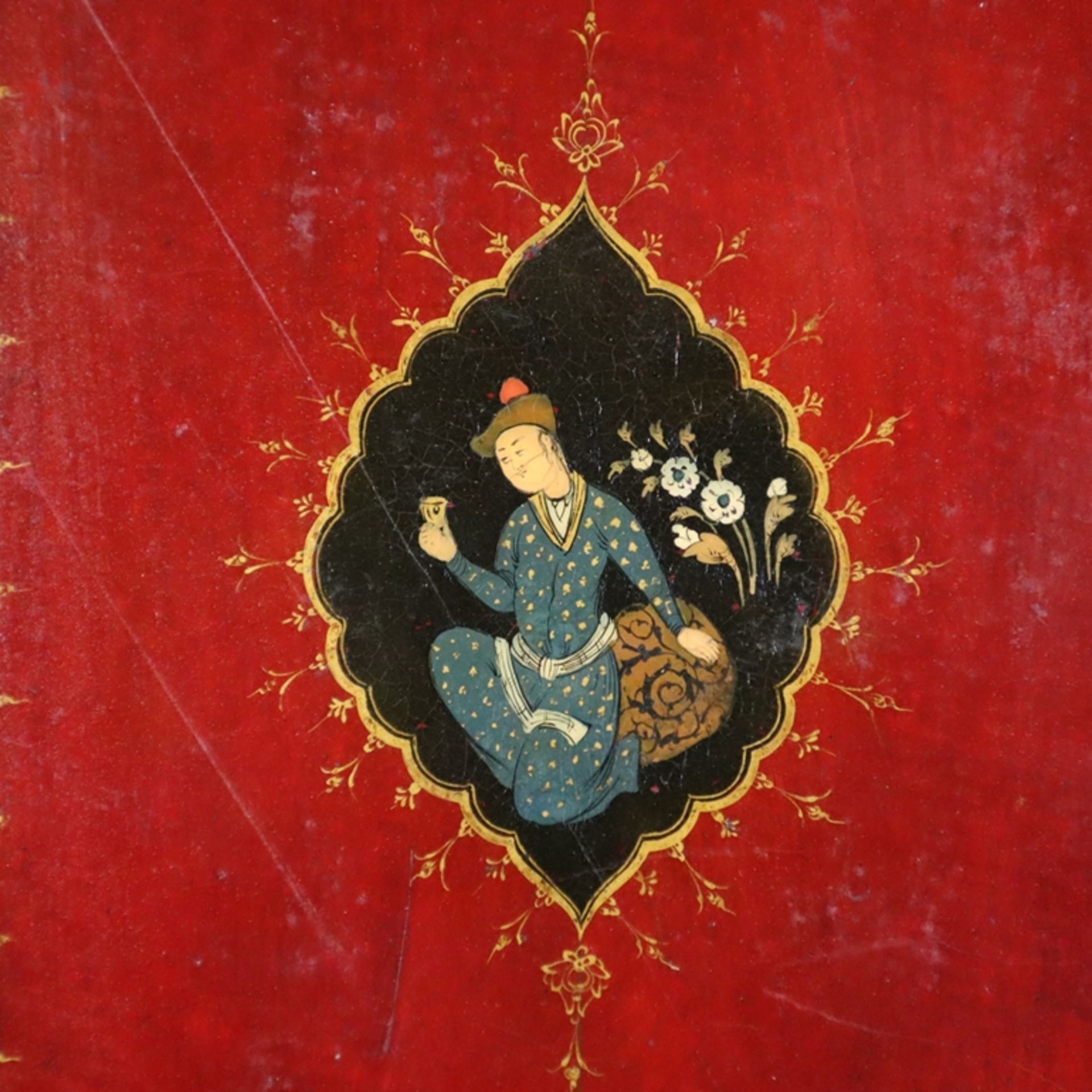 Paar Buchdeckel mit Lederrücken - Persien, Papiermaché, mit Lackfarben und Gold, Leder, allseits au - Bild 11 aus 11