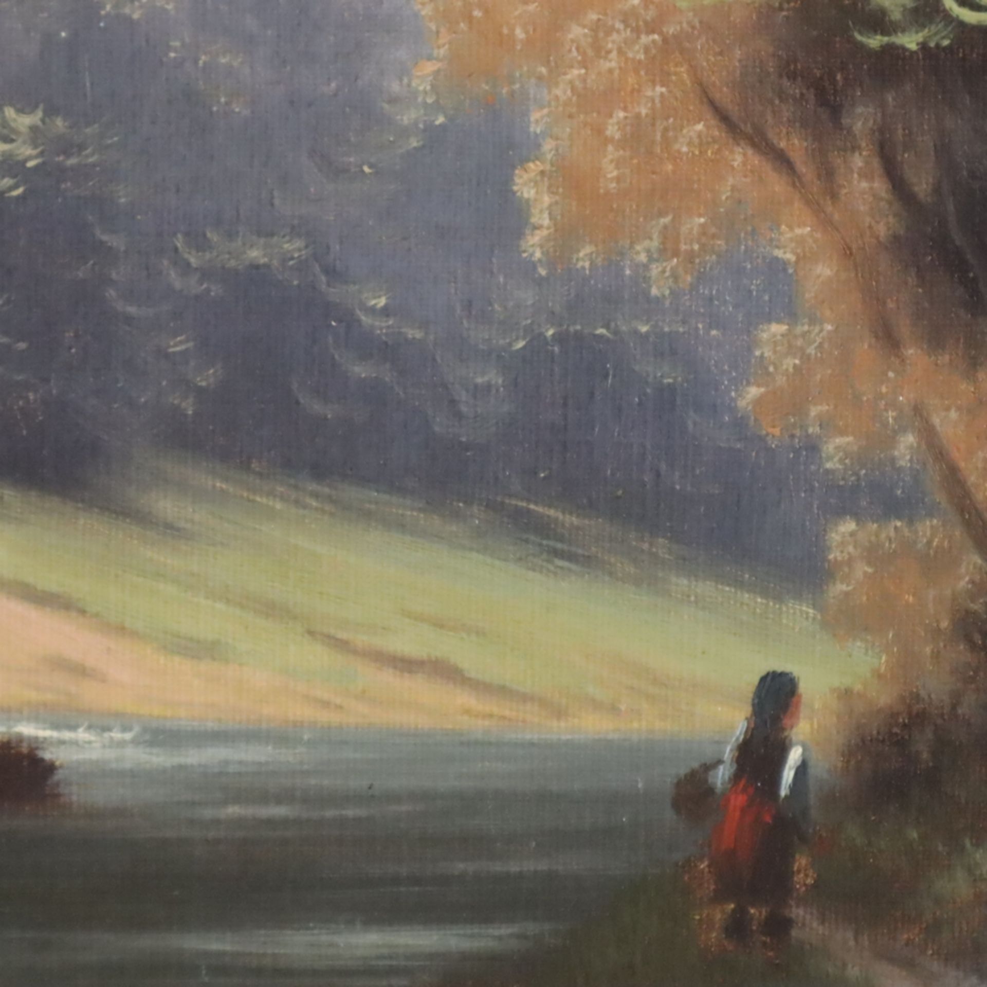 Berlowski, Josef (1868-?) - Waldlandschaft mit Flusslauf und Figurenstaffage, Öl auf Leinwand, unte - Image 7 of 11