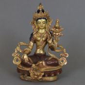 Tara Tsuktor Namgyal (skt. Ushnishavijaya) - Nepal/Tibet, Kupferlegierung vergoldet, kultisch bemal