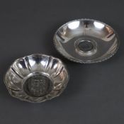 Zwei Münzschälchen - Schweiz, 800er Silber, 1x punziert '800 Jezler', runde Form mit Kordelrand, mi