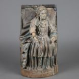 Sedes Sapientiae - Maria als Sitz der Weisheit - Holzskulptur, auf der Rückseite abgeflacht, Reste