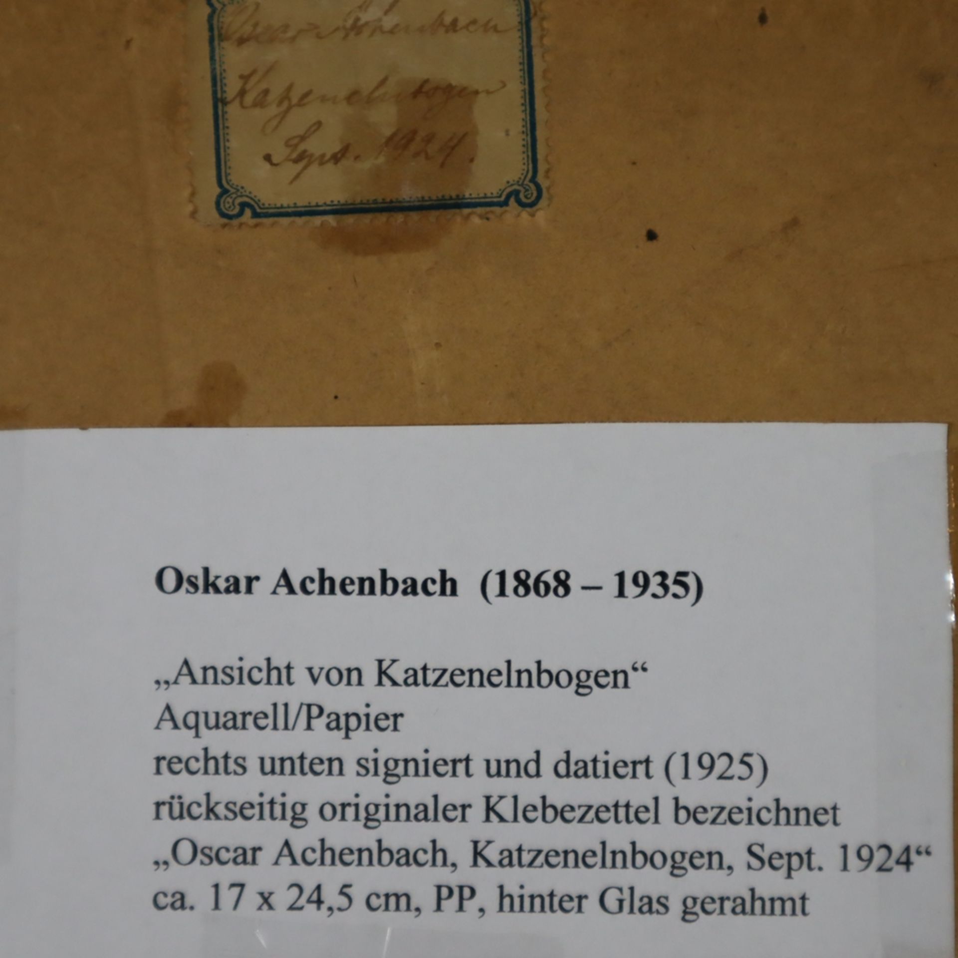 Achenbach, Oskar (1868-1935) - Belebte Ansicht von Katzenelnbogen, Aquarell auf Papier, rechts unte - Image 9 of 10