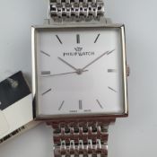 Armbanduhr Philip Watch - Quarzwerk, eckiges Edelstahlgehäuse, helles Zifferblatt mit Strichindizes
